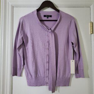 Purple Mak Tie Neck Cardigan